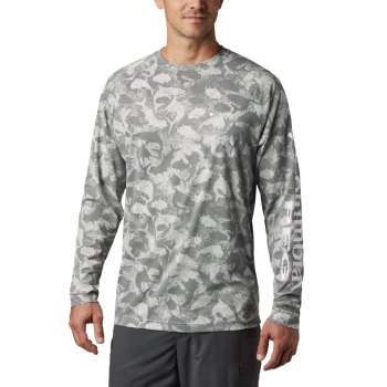 Pánské Mikiny Columbia PFG Terminal Deflector Printed Long Sleeve Šedé Maskáčové DSXBJQ961